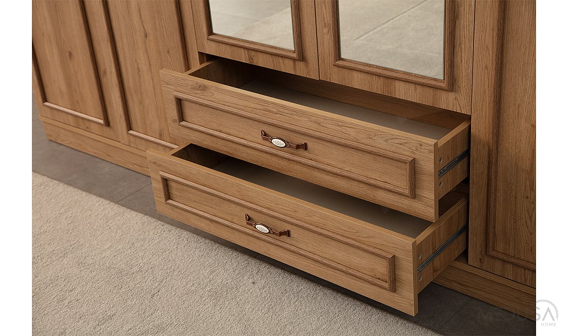 Medusa Home Mobilya - Cunda Ceviz 5 Kapılı Gardırop