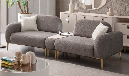 Medusa Home Mobilya - Cupra Antrasit Üçlü Koltuk (Sehpalı)