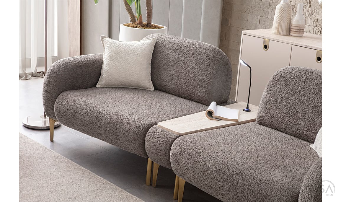 Medusa Home Mobilya - Cupra Antrasit Üçlü Koltuk (Sehpalı)