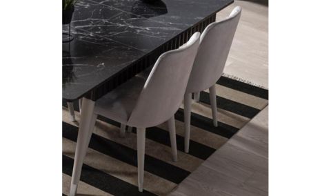 Medusa Home Mobilya - Daisy Siyah Gri Yemek Masası