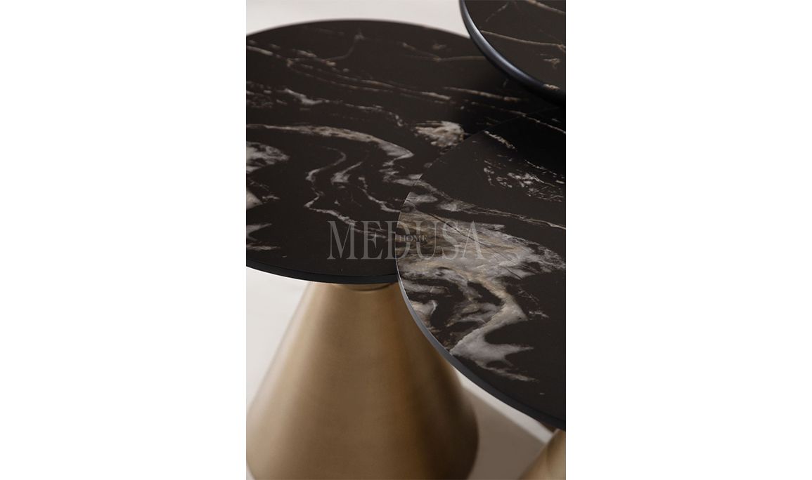 Medusa Home Mobilya - Dark Brass Zigon Sehpa