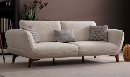 Medusa Home Mobilya - Defne Beyaz Üçlü Koltuk