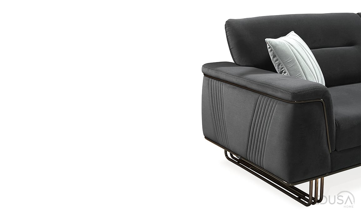 Medusa Home Mobilya - Deluxe Antrasit Üçlü Koltuk