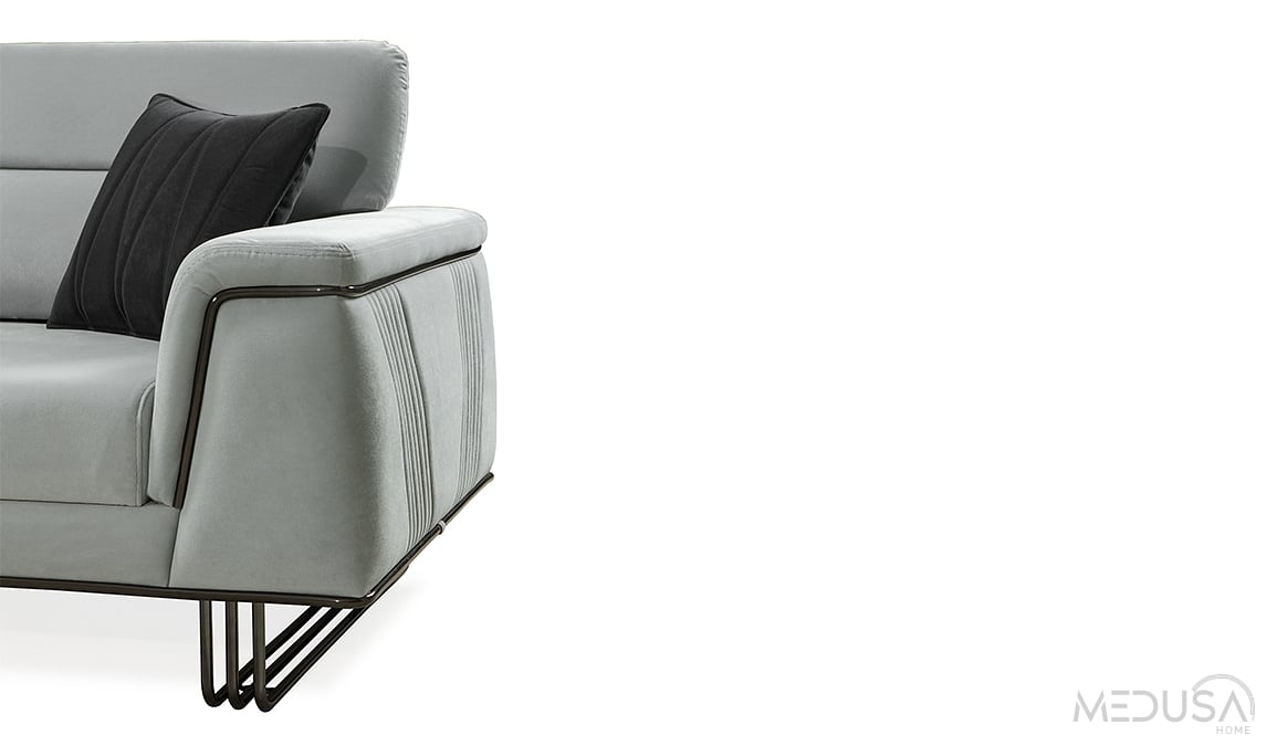 Medusa Home Mobilya - Deluxe Gri Üçlü Koltuk