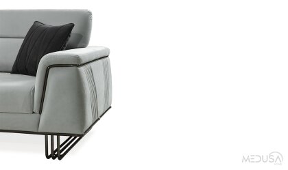 Medusa Home Mobilya - Deluxe Gri Üçlü Koltuk