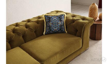 Medusa Home Mobilya - Derma Kapitoneli Üçlü Koltuk