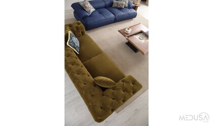 Medusa Home Mobilya - Derma Kapitoneli Üçlü Koltuk