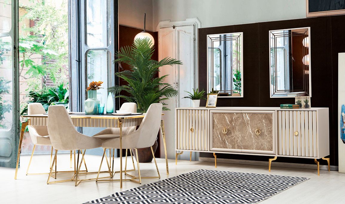 Medusa Home Mobilya - Diamanti Beyaz Yemek Odası
