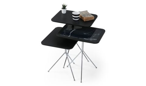 Medusa Home - Diamond Marble Black Zigon Sehpa Medusa Home - Diamond Marble Black Zigon Sehpa