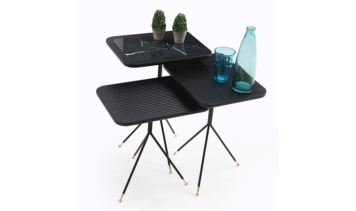 Medusa Home Mobilya - Diamond Marble Black Zigon Sehpa