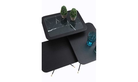 Medusa Home Mobilya - Diamond Marble Black Zigon Sehpa