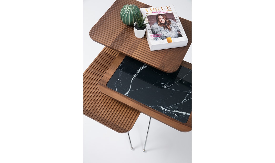 Medusa Home Mobilya - Diamond Walnut Black Zigon Sehpa