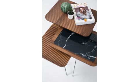 Medusa Home Mobilya - Diamond Walnut Black Zigon Sehpa