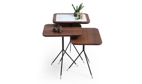 Medusa Home - Diamond Walnut White Zigon Sehpa Medusa Home - Diamond Walnut White Zigon Sehpa