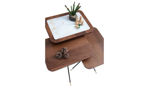 Medusa Home Mobilya - Diamond Walnut White Zigon Sehpa