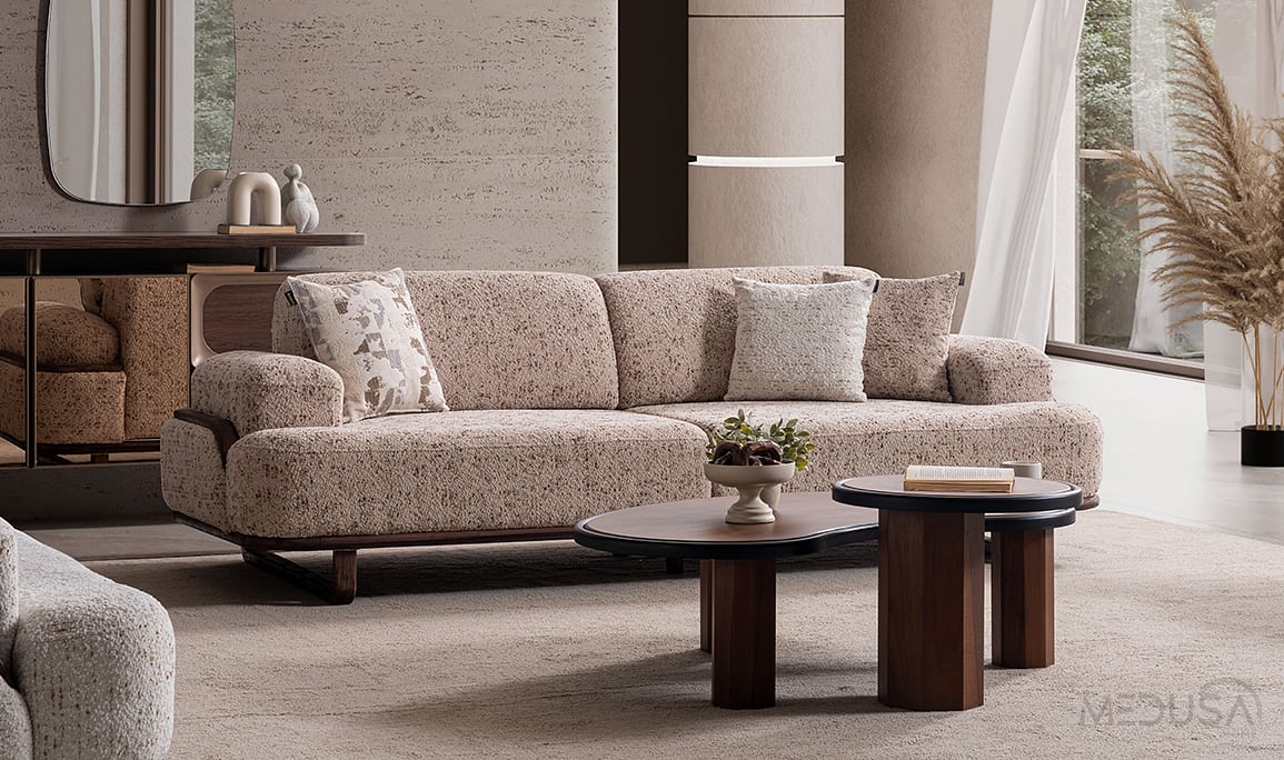 Medusa Home Mobilya - Dolce Kahve Üçlü Koltuk