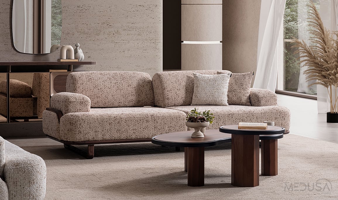Medusa Home Mobilya - Dolce Kahve Üçlü Koltuk