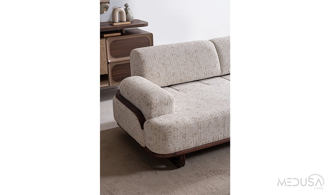 Medusa Home Mobilya - Dolce Krem Üçlü Koltuk