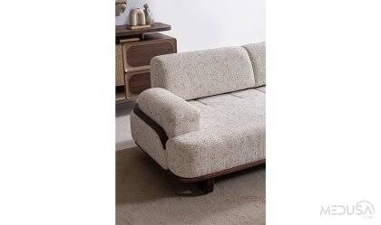 Medusa Home Mobilya - Dolce Krem Üçlü Koltuk