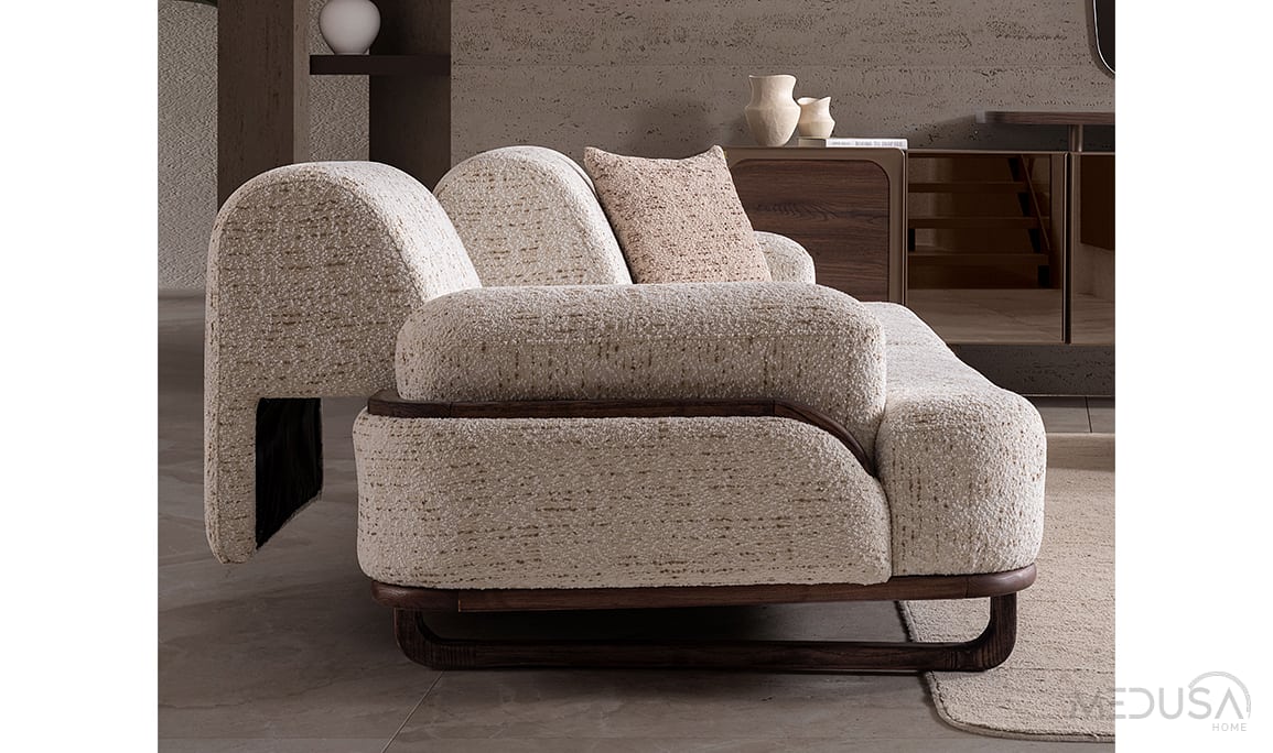 Medusa Home Mobilya - Dolce Krem Üçlü Koltuk