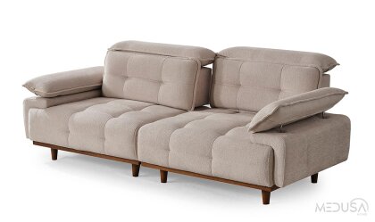 Medusa Home Mobilya - Dora Krem Üçlü Koltuk