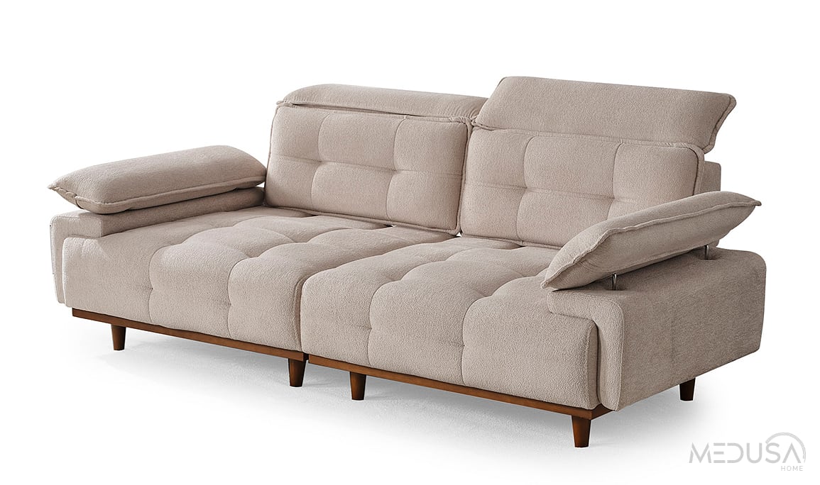 Medusa Home Mobilya - Dora Krem Üçlü Koltuk