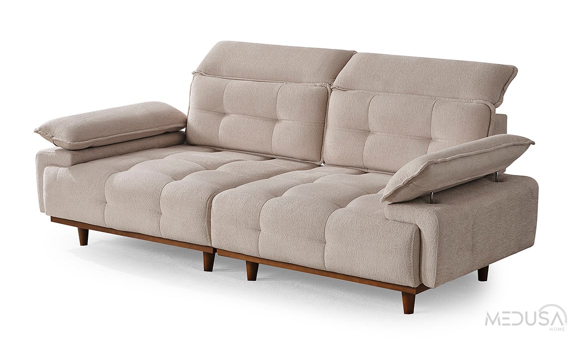 Medusa Home Mobilya - Dora Krem Üçlü Koltuk