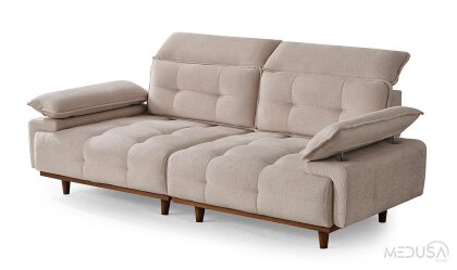 Medusa Home Mobilya - Dora Krem Üçlü Koltuk