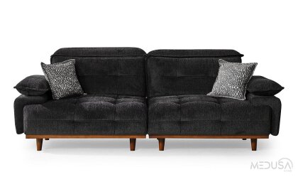 Medusa Home Mobilya - Dora Siyah Üçlü Koltuk