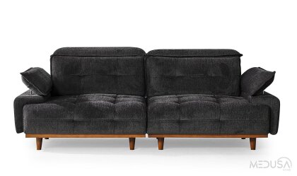 Medusa Home Mobilya - Dora Siyah Üçlü Koltuk