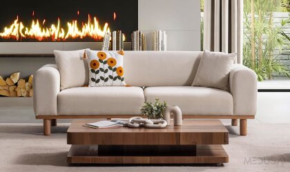 Medusa Home Mobilya - Echo Beyaz Üçlü Koltuk