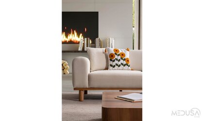 Medusa Home Mobilya - Echo Beyaz Üçlü Koltuk