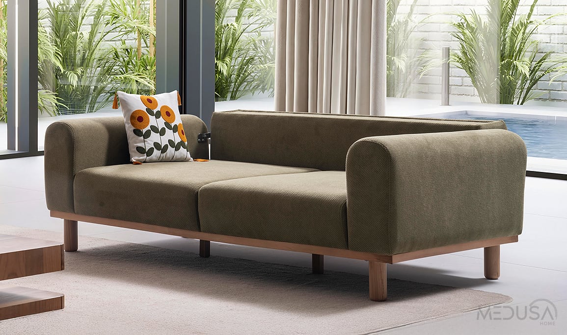 Medusa Home Mobilya - Echo Yeşil Üçlü Koltuk