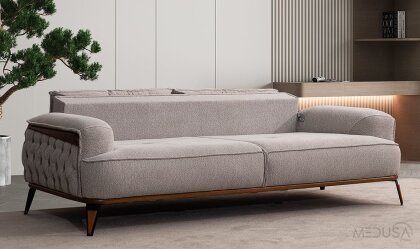 Medusa Home Mobilya - Ege Açık Gri Üçlü Koltuk