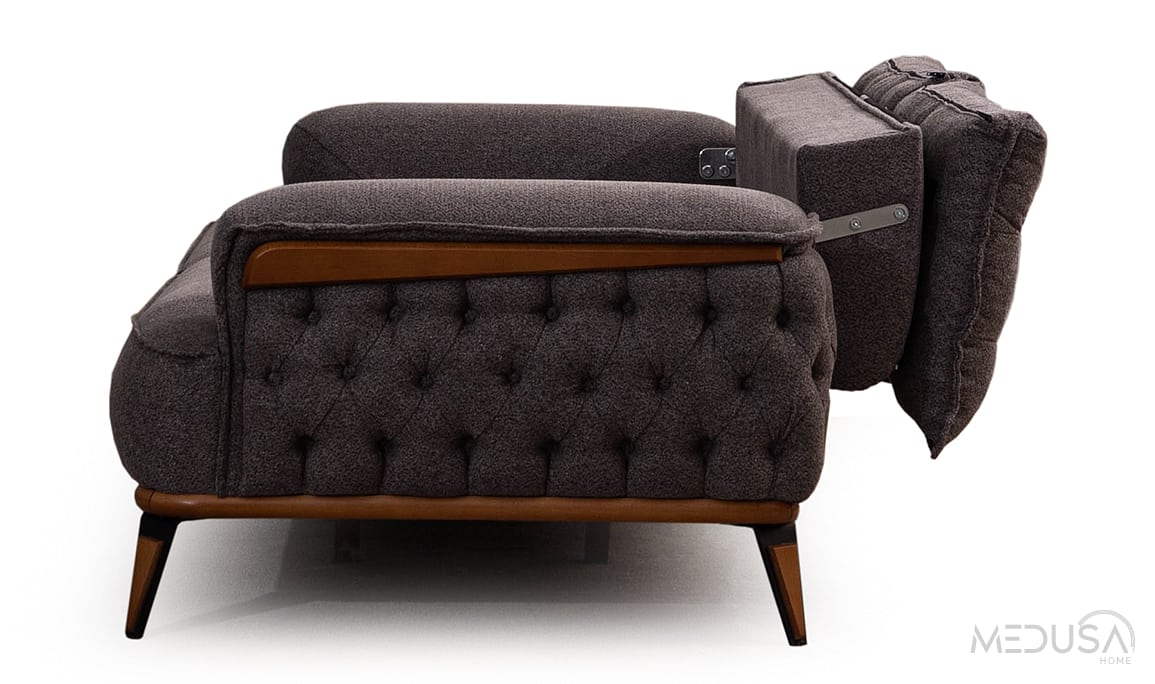 Medusa Home Mobilya - Ege Koyu Gri Üçlü Koltuk