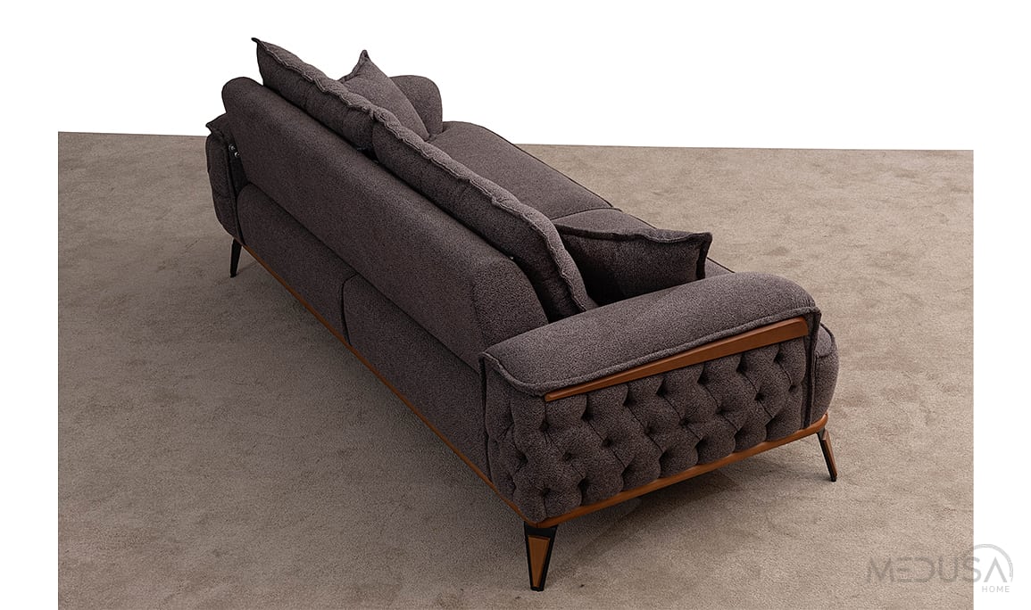 Medusa Home Mobilya - Ege Koyu Gri Üçlü Koltuk