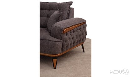 Medusa Home Mobilya - Ege Koyu Gri Üçlü Koltuk