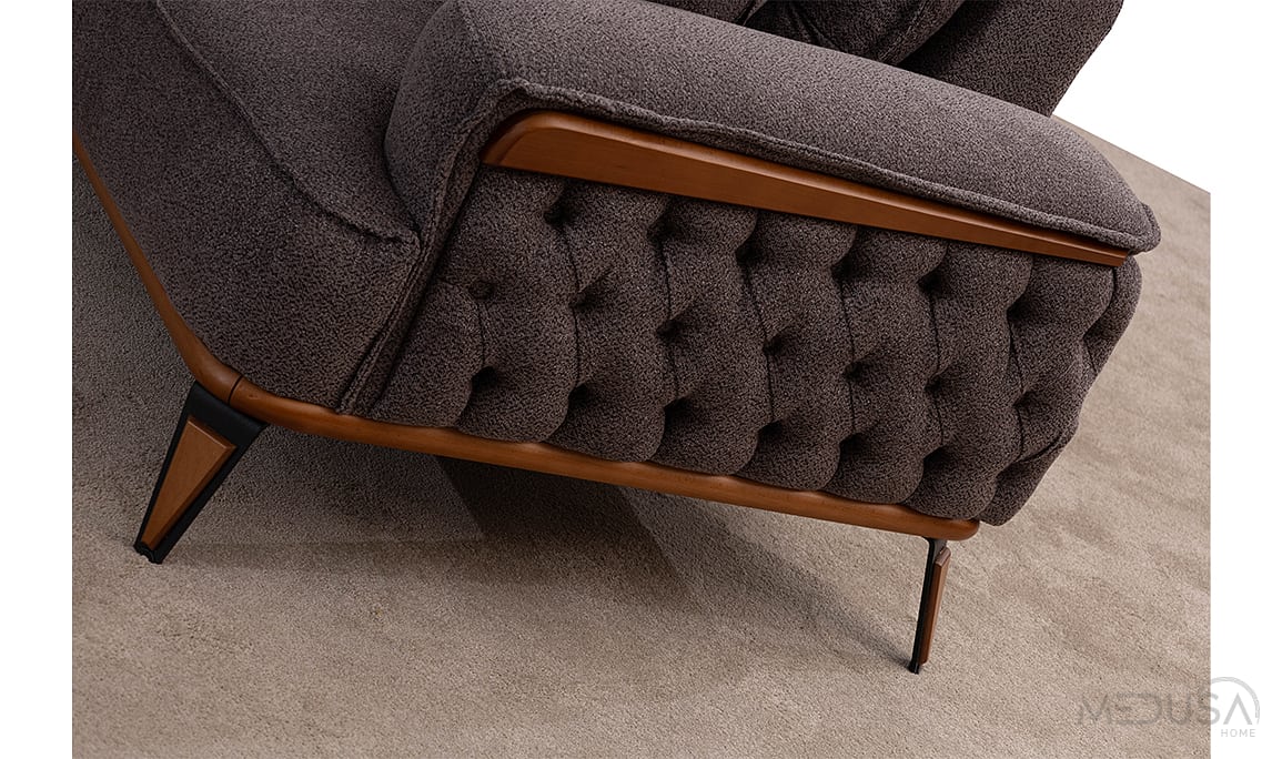 Medusa Home Mobilya - Ege Koyu Gri Üçlü Koltuk