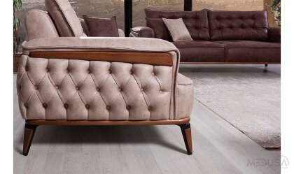 Medusa Home Mobilya - Ege Krem Üçlü Koltuk