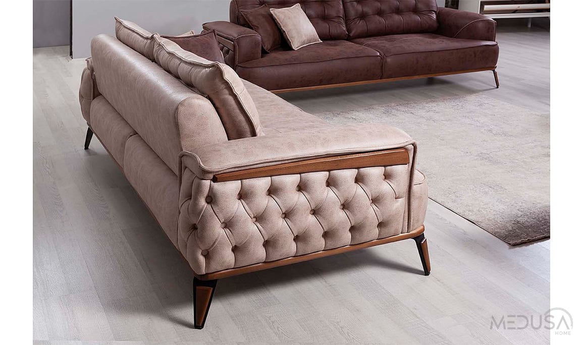 Medusa Home Mobilya - Ege Krem Üçlü Koltuk