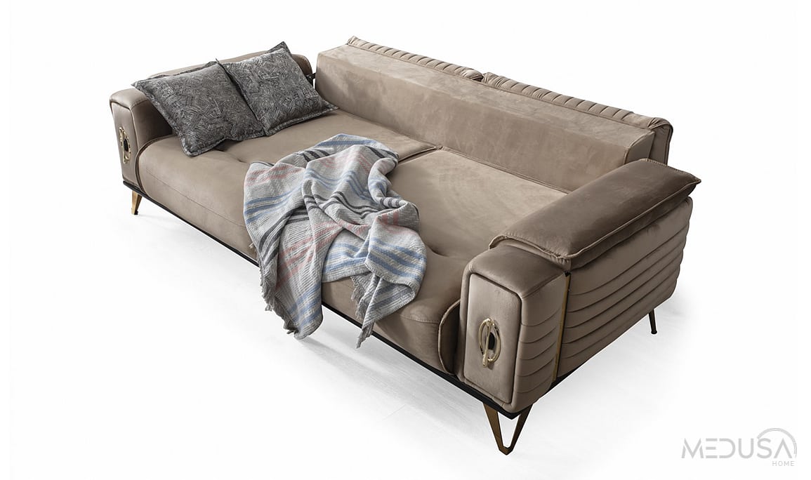 Medusa Home Mobilya - Elegance Luxury Kahve Üçlü Koltuk