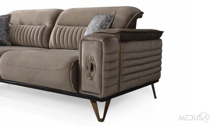 Medusa Home Mobilya - Elegance Luxury Kahve Üçlü Koltuk