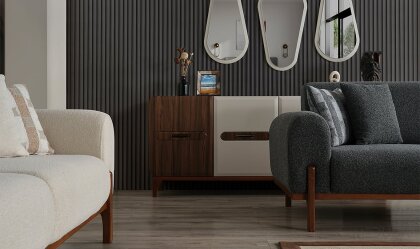 Medusa Home Mobilya - Eliah Bohem Antrasit Üçlü Koltuk