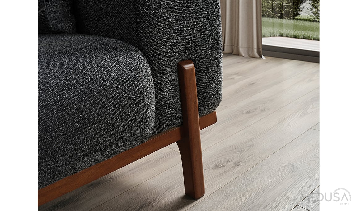 Medusa Home Mobilya - Eliah Bohem Antrasit Üçlü Koltuk