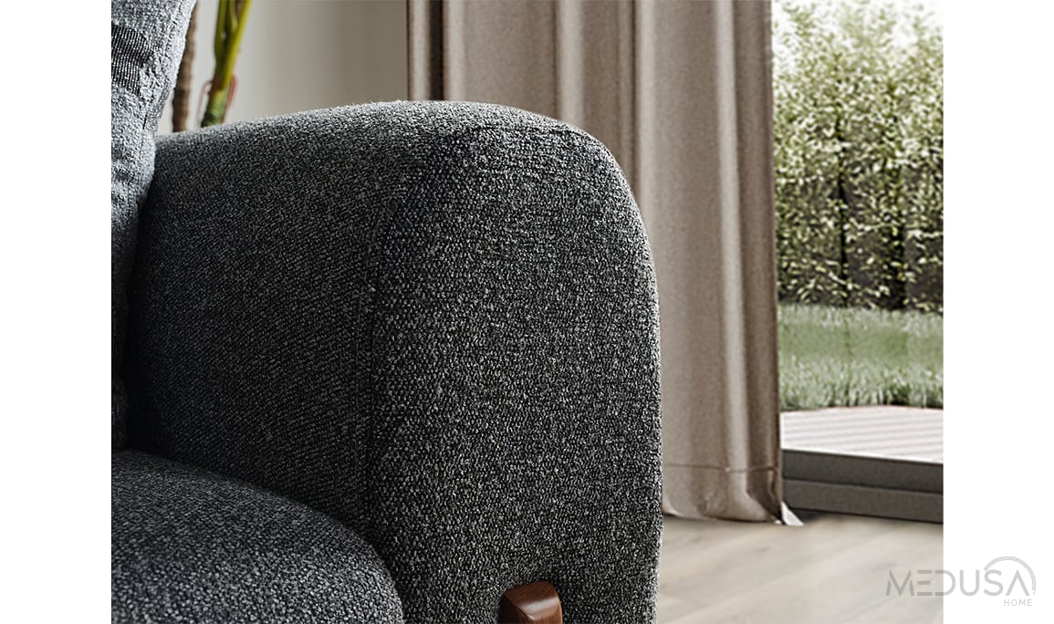 Medusa Home Mobilya - Eliah Bohem Antrasit Üçlü Koltuk