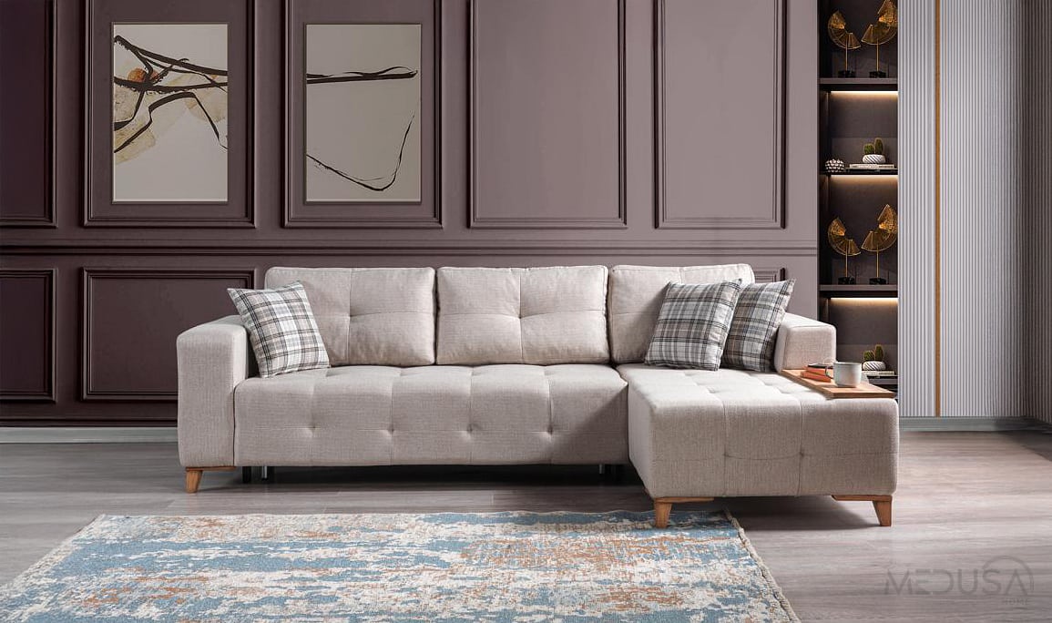 Medusa Home Mobilya - Elit Ceviz Ayaklı ve Sandıklı Köşe Takımı