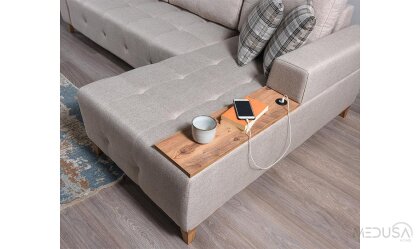 Medusa Home Mobilya - Elit Ceviz Ayaklı ve Sandıklı Köşe Takımı