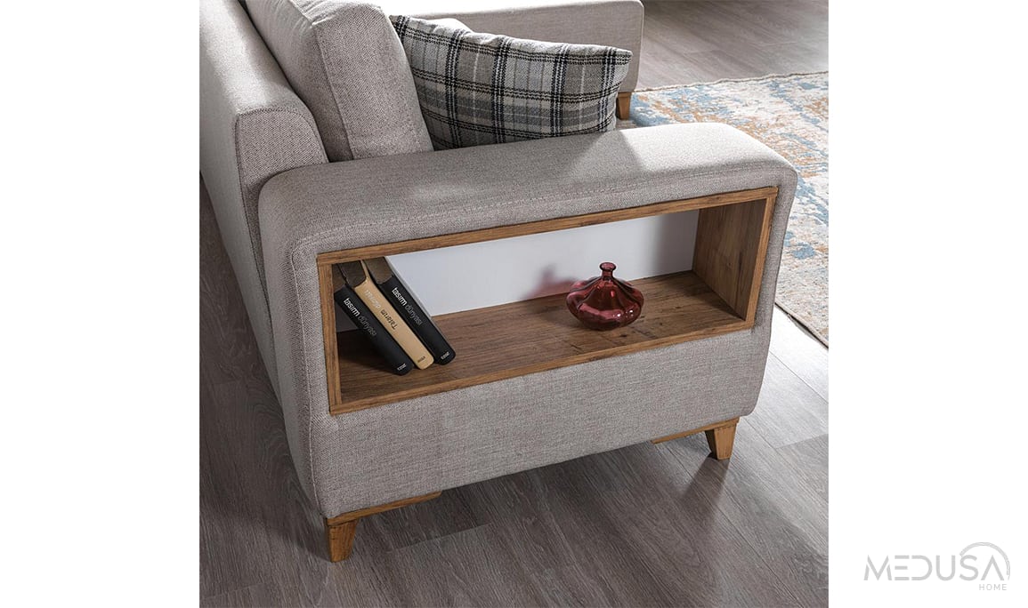 Medusa Home Mobilya - Elit Ceviz Ayaklı ve Sandıklı Köşe Takımı