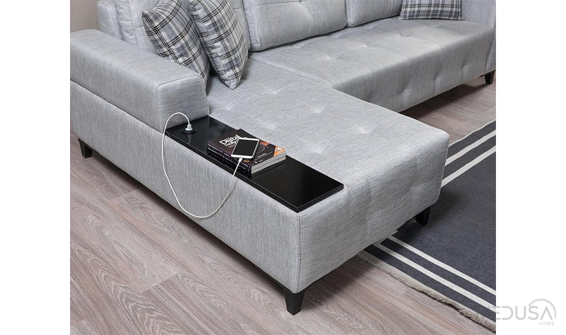 Medusa Home Mobilya - Elit Siyah Ayaklı ve Sandıklı Köşe Takımı