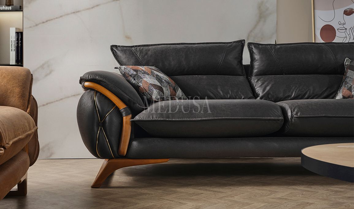 Medusa Home Mobilya - Elit Üçlü Koltuk Antrasit
